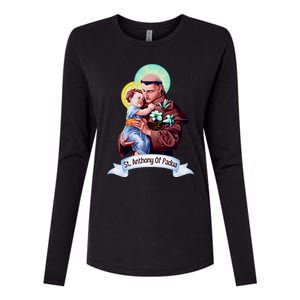 St Anthony Of Padua Holding Jesus Catholic Saint St Anthony Womens Cotton Relaxed Long Sleeve T-Shirt