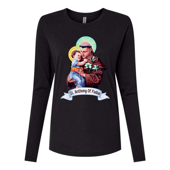 St Anthony Of Padua Holding Jesus Catholic Saint St Anthony Womens Cotton Relaxed Long Sleeve T-Shirt