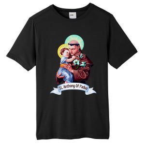 St Anthony Of Padua Holding Jesus Catholic Saint St Anthony Tall Fusion ChromaSoft Performance T-Shirt