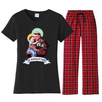 St Anthony Of Padua Holding Jesus Catholic Saint St Anthony Women's Flannel Pajama Set