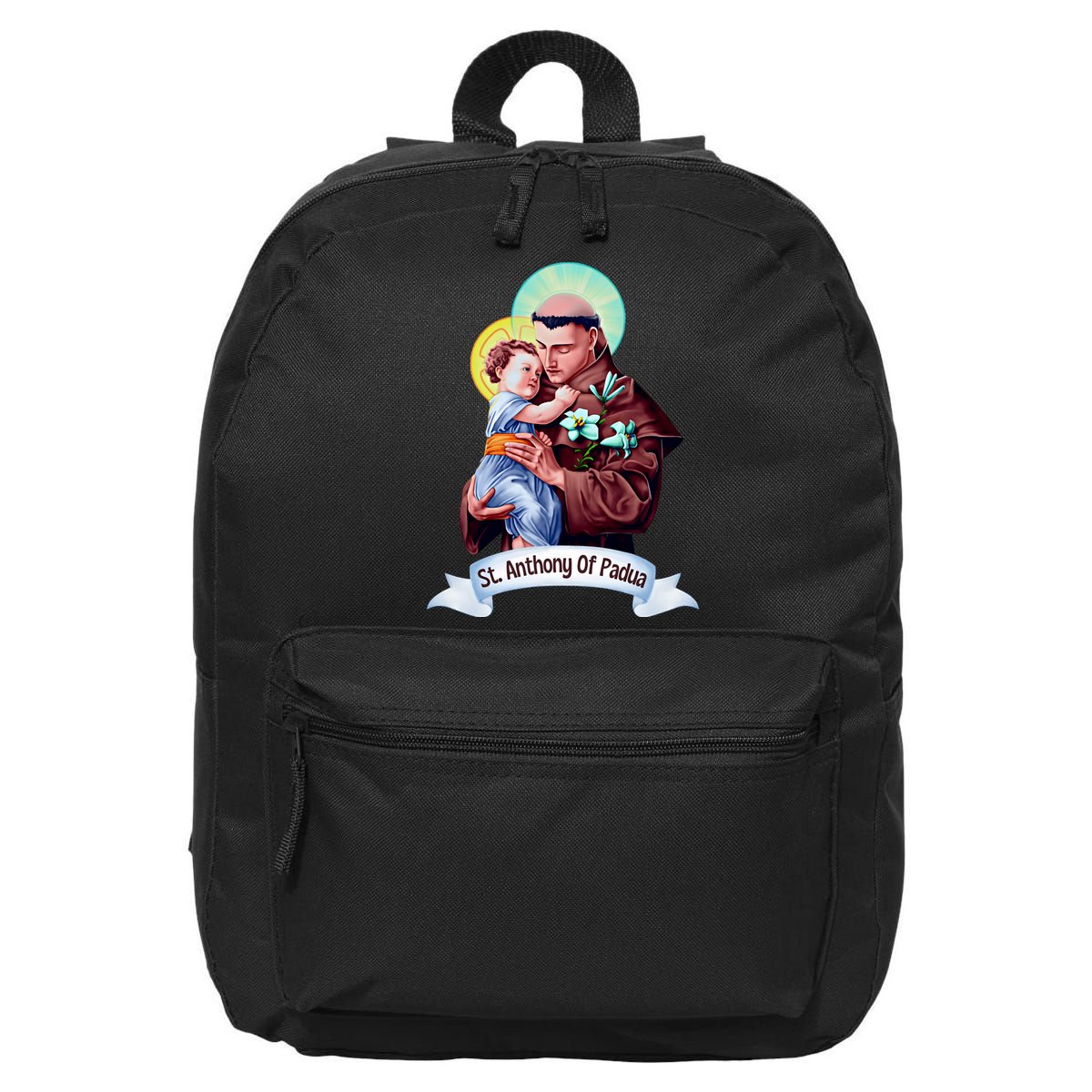 St Anthony Of Padua Holding Jesus Catholic Saint St Anthony 16 in Basic Backpack