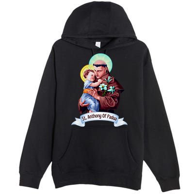 St Anthony Of Padua Holding Jesus Catholic Saint St Anthony Premium Pullover Hoodie