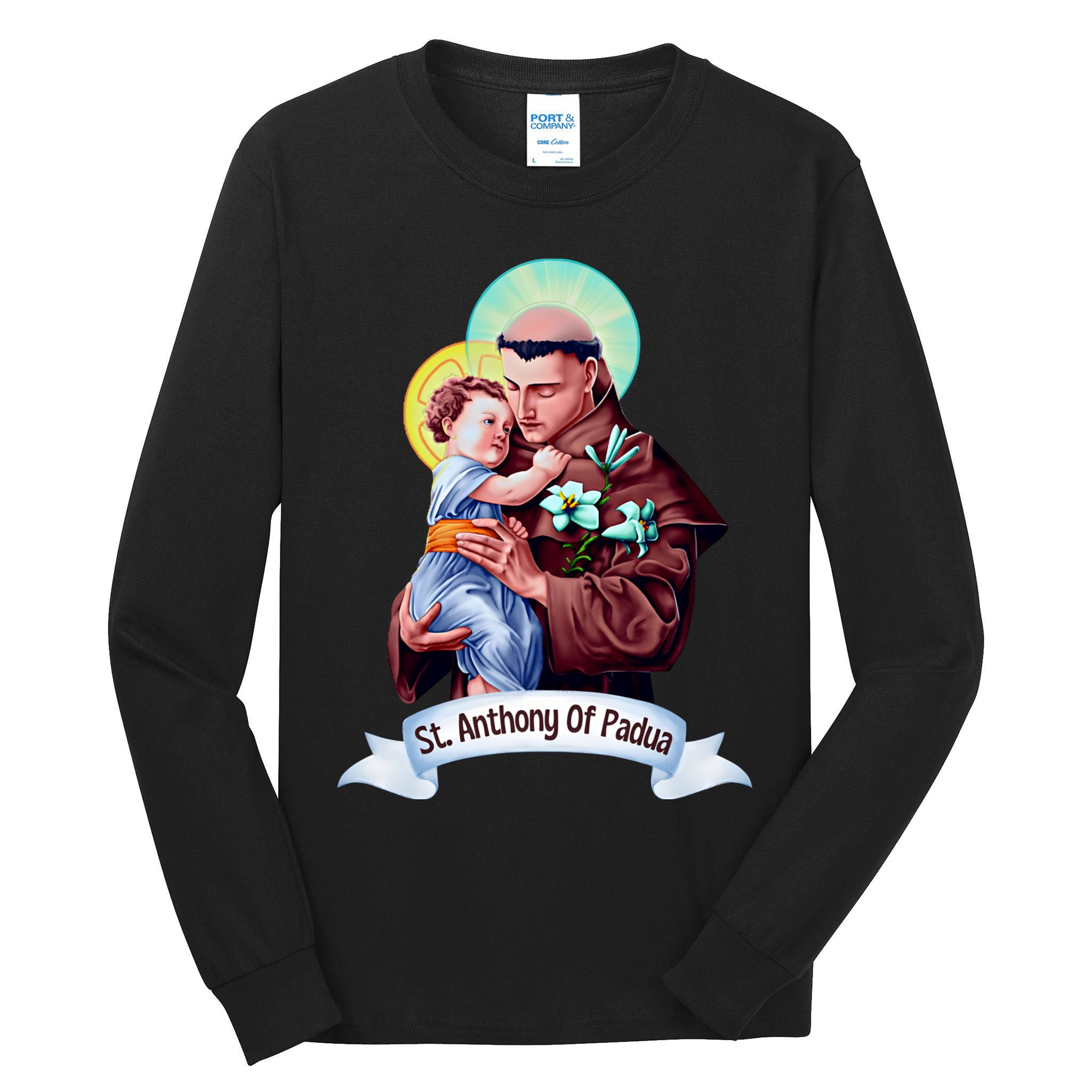 St Anthony Of Padua Holding Jesus Catholic Saint St Anthony Tall Long Sleeve T-Shirt