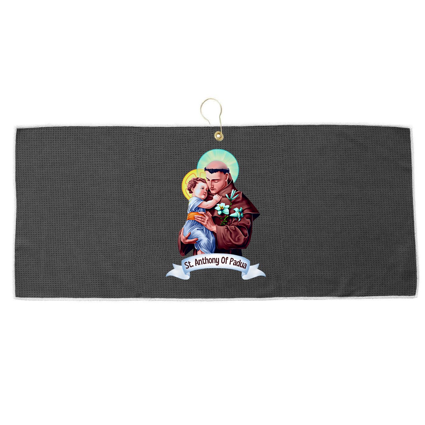 St Anthony Of Padua Holding Jesus Catholic Saint St Anthony Large Microfiber Waffle Golf Towel