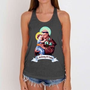 St Anthony Of Padua Holding Jesus Catholic Saint St Anthony Women's Knotted Racerback Tank