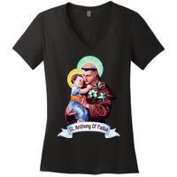 St Anthony Of Padua Holding Jesus Catholic Saint St Anthony Women's V-Neck T-Shirt