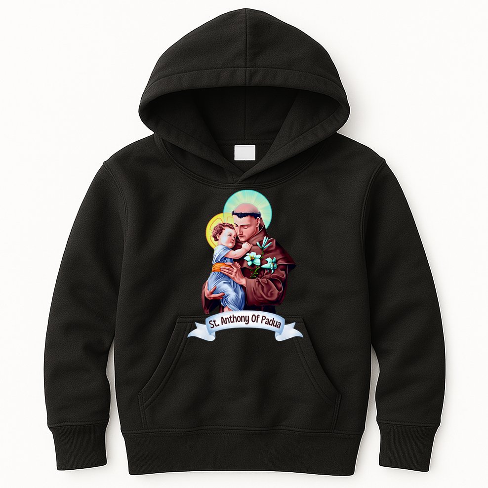 St Anthony Of Padua Holding Jesus Catholic Saint St Anthony Kids Hoodie