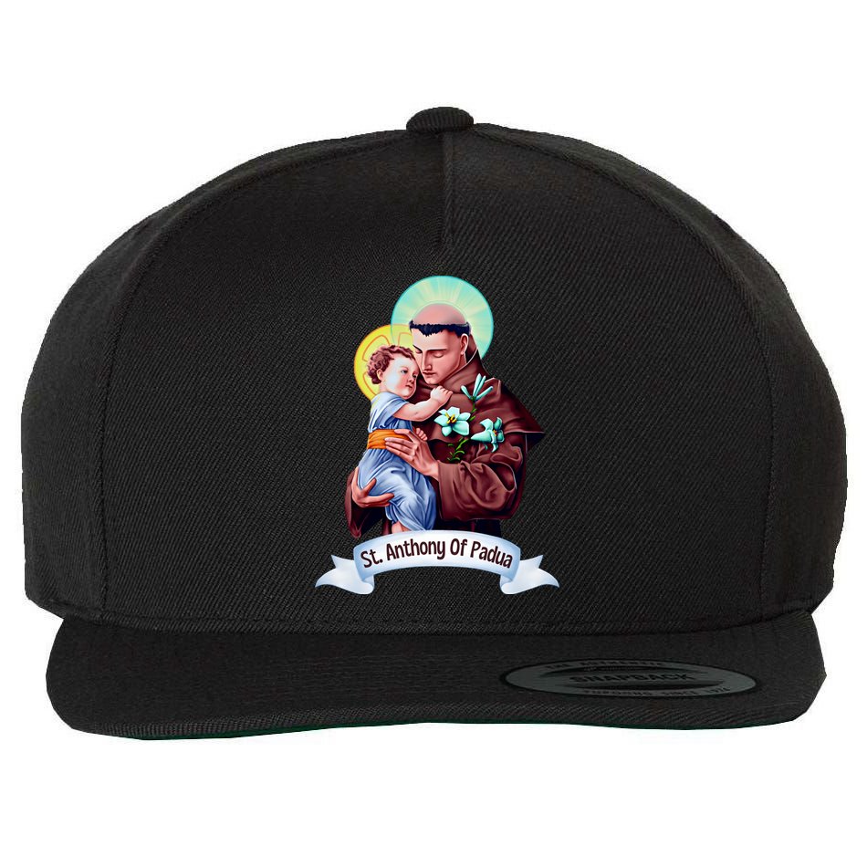 St Anthony Of Padua Holding Jesus Catholic Saint St Anthony Wool Snapback Cap