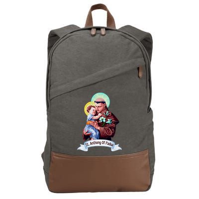 St Anthony Of Padua Holding Jesus Catholic Saint St Anthony Cotton Canvas Backpack