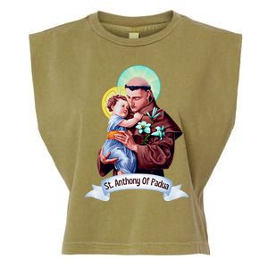 St Anthony Of Padua Holding Jesus Catholic Saint St Anthony Garment-Dyed Women's Muscle Tee