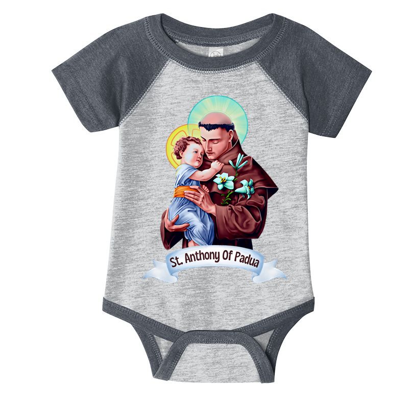St Anthony Of Padua Holding Jesus Catholic Saint St Anthony Infant Baby Jersey Bodysuit