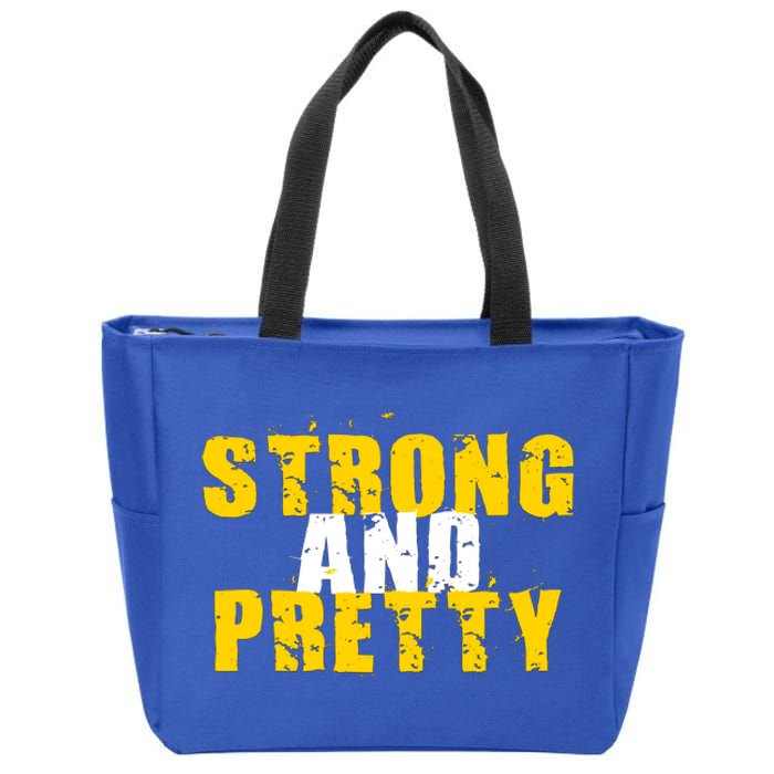 Strong And Pretty Gym Muscle Workout Gift Zip Tote Bag