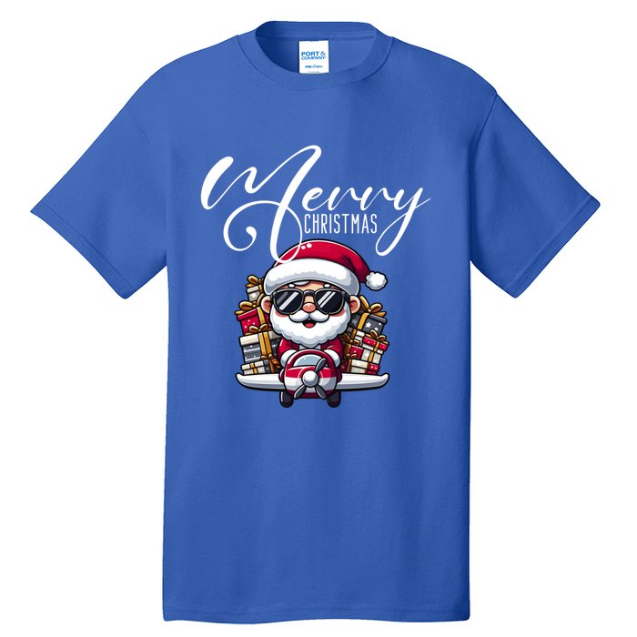 Santa And Plane Funny Merry Christmas Cute Xmas Great Gift Tall T-Shirt