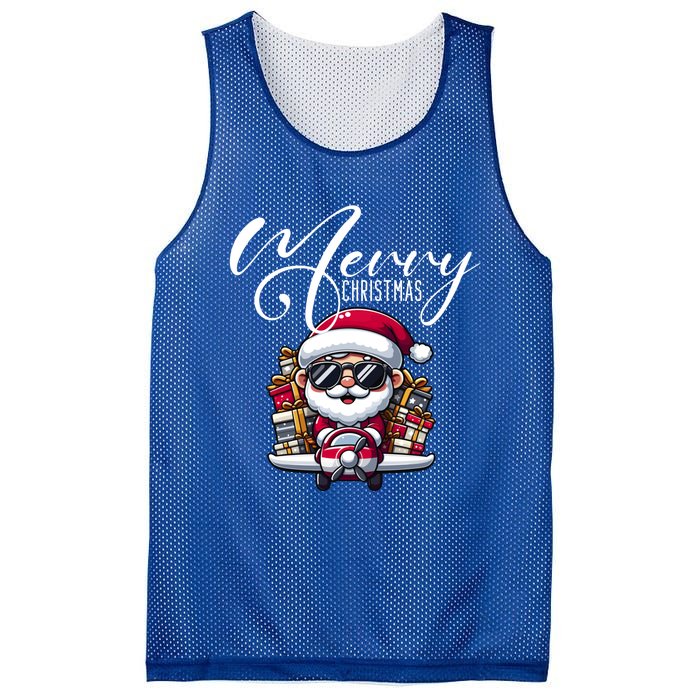 Santa And Plane Funny Merry Christmas Cute Xmas Great Gift Mesh Reversible Basketball Jersey Tank