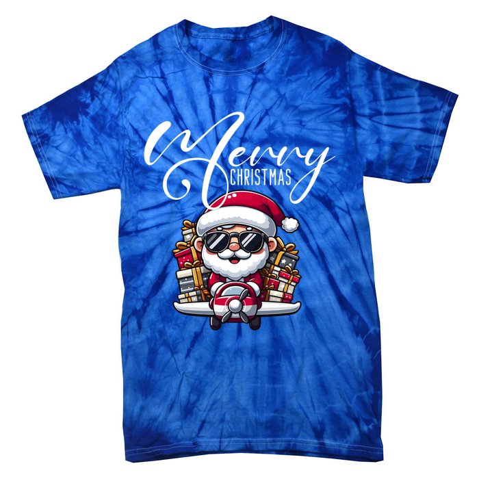 Santa And Plane Funny Merry Christmas Cute Xmas Great Gift Tie-Dye T-Shirt