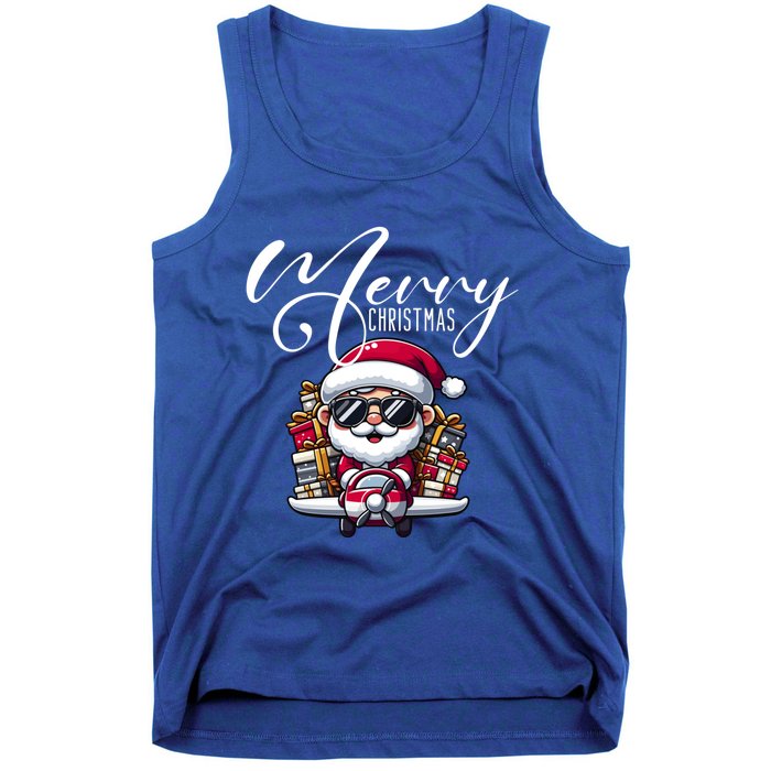 Santa And Plane Funny Merry Christmas Cute Xmas Great Gift Tank Top