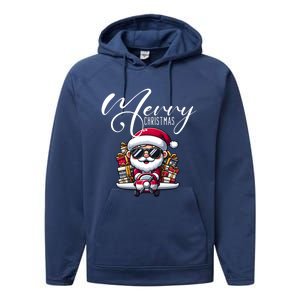 Santa And Plane Funny Merry Christmas Cute Xmas Great Gift Performance Fleece Hoodie