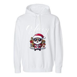 Santa And Plane Funny Merry Christmas Cute Xmas Great Gift Garment-Dyed Fleece Hoodie