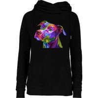 S American Pitbull Terrier Pop Art Portrait For Dog Owners Vneck Womens Funnel Neck Pullover Hood