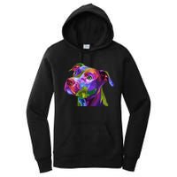 S American Pitbull Terrier Pop Art Portrait For Dog Owners Vneck Women's Pullover Hoodie