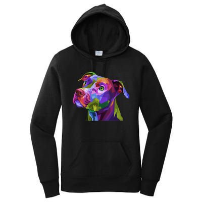 S American Pitbull Terrier Pop Art Portrait For Dog Owners Vneck Women's Pullover Hoodie