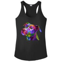 S American Pitbull Terrier Pop Art Portrait For Dog Owners Vneck Ladies PosiCharge Competitor Racerback Tank