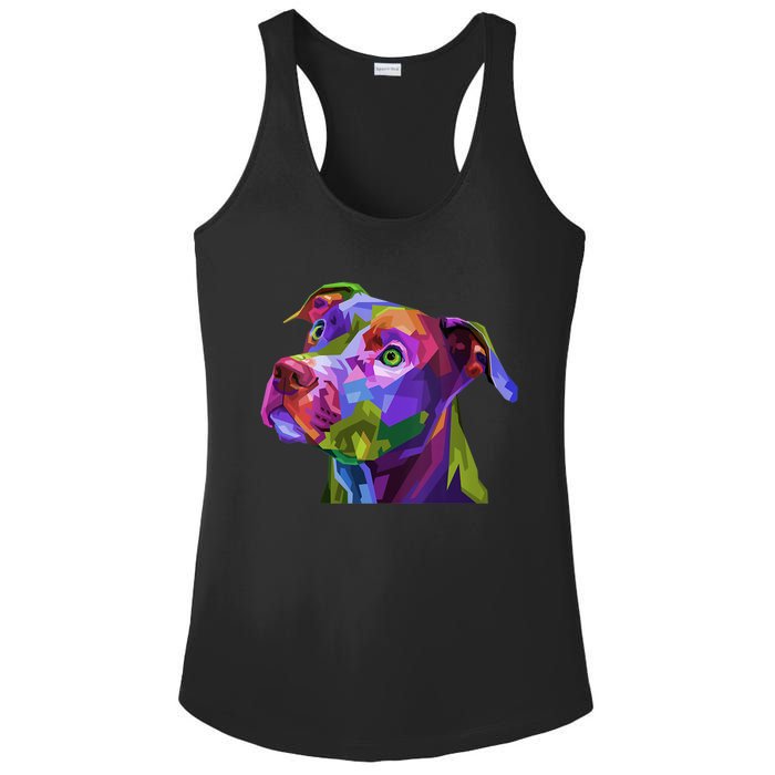 S American Pitbull Terrier Pop Art Portrait For Dog Owners Vneck Ladies PosiCharge Competitor Racerback Tank