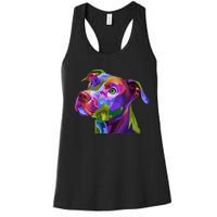 S American Pitbull Terrier Pop Art Portrait For Dog Owners Vneck Women's Racerback Tank