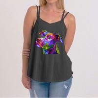 S American Pitbull Terrier Pop Art Portrait For Dog Owners Vneck Women's Strappy Tank