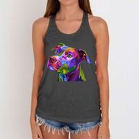 S American Pitbull Terrier Pop Art Portrait For Dog Owners Vneck Women's Knotted Racerback Tank