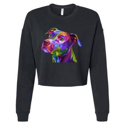 S American Pitbull Terrier Pop Art Portrait For Dog Owners Vneck Cropped Pullover Crew