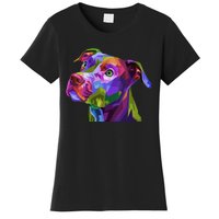 S American Pitbull Terrier Pop Art Portrait For Dog Owners Vneck Women's T-Shirt