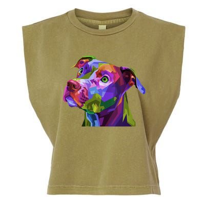 S American Pitbull Terrier Pop Art Portrait For Dog Owners Vneck Garment-Dyed Women's Muscle Tee