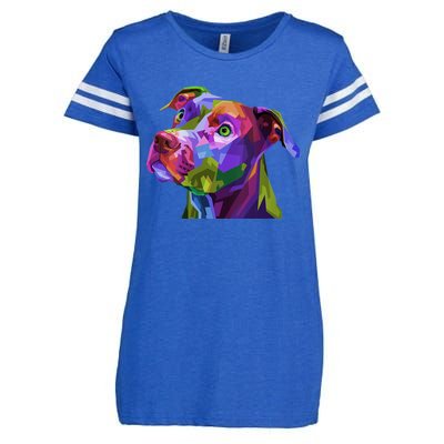 S American Pitbull Terrier Pop Art Portrait For Dog Owners Vneck Enza Ladies Jersey Football T-Shirt