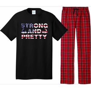 Strong And Pretty Motivational Gym Quote Patriotic Gym Lover Cool Gift Pajama Set