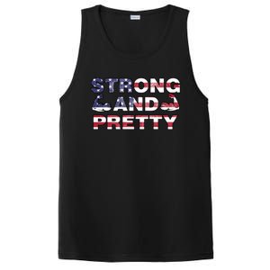 Strong And Pretty Motivational Gym Quote Patriotic Gym Lover Cool Gift PosiCharge Competitor Tank