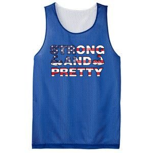 Strong And Pretty Motivational Gym Quote Patriotic Gym Lover Cool Gift Mesh Reversible Basketball Jersey Tank