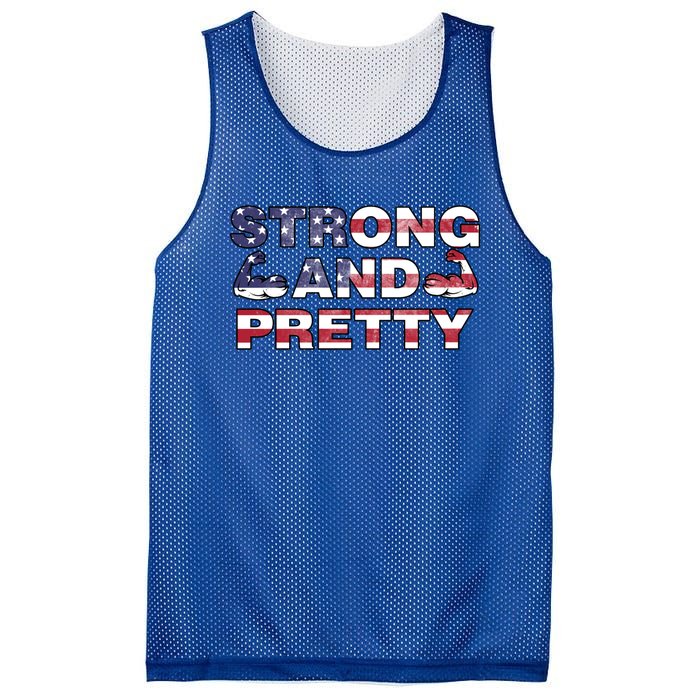 Strong And Pretty Motivational Gym Quote Patriotic Gym Lover Cool Gift Mesh Reversible Basketball Jersey Tank