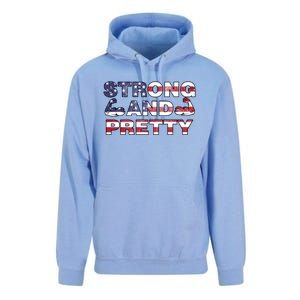 Strong And Pretty Motivational Gym Quote Patriotic Gym Lover Cool Gift Unisex Surf Hoodie