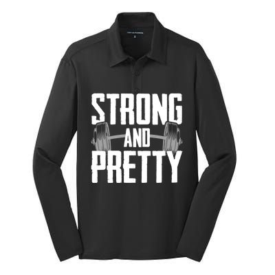 Strong And Pretty Powerlifting Gym Gift Silk Touch Performance Long Sleeve Polo