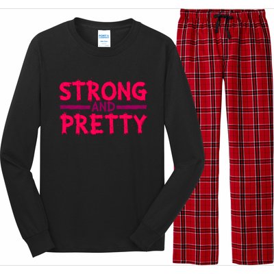 Strong And Pretty Weightlifting Fitness Gym Gift Long Sleeve Pajama Set