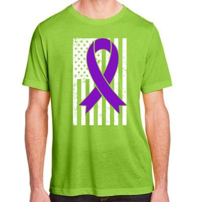 Sarcoidosis Awareness Purple Ribbon American Flag Graphic Adult ChromaSoft Performance T-Shirt