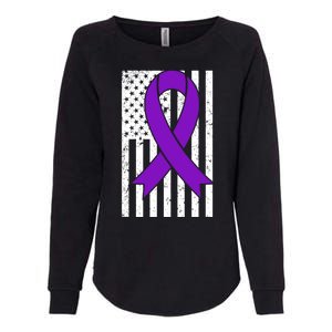 Sarcoidosis Awareness Purple Ribbon American Flag Graphic Womens California Wash Sweatshirt