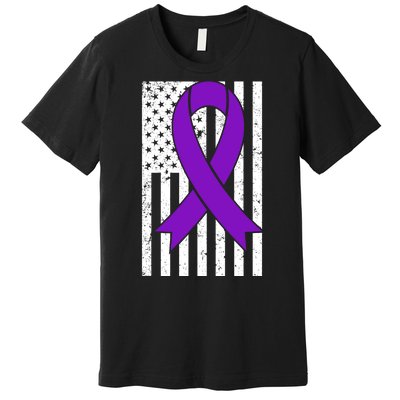 Sarcoidosis Awareness Purple Ribbon American Flag Graphic Premium T-Shirt