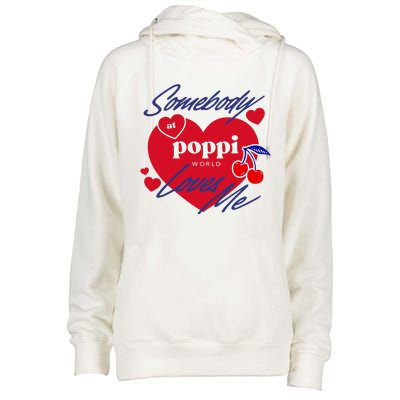 Somebody At Poppi Loves Me Womens Funnel Neck Pullover Hood