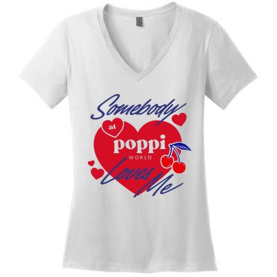 Somebody At Poppi Loves Me Women's V-Neck T-Shirt