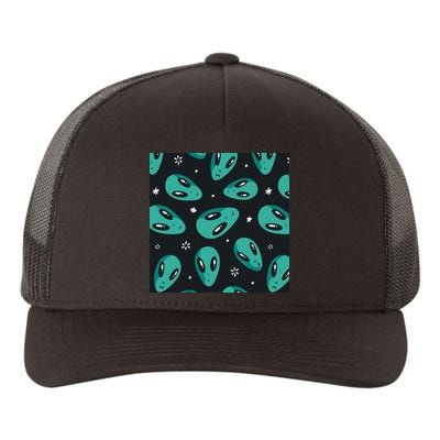 Space Alien Pattern Yupoong Adult 5-Panel Trucker Hat