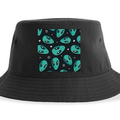 Space Alien Pattern Sustainable Bucket Hat
