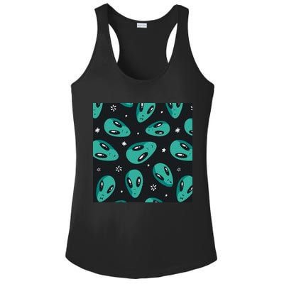 Space Alien Pattern Ladies PosiCharge Competitor Racerback Tank