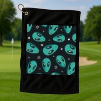 Space Alien Pattern Golf Towel